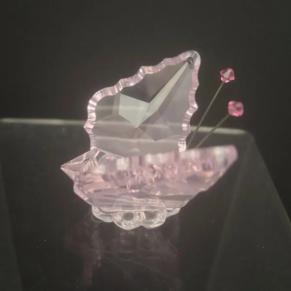 Crystallite Miniature Pink Crystal Butterfly Figurine Collectible Nature Fairy